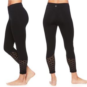 Gaiam Cora High-Waisted Laser-Cut Black Capri Leggings
